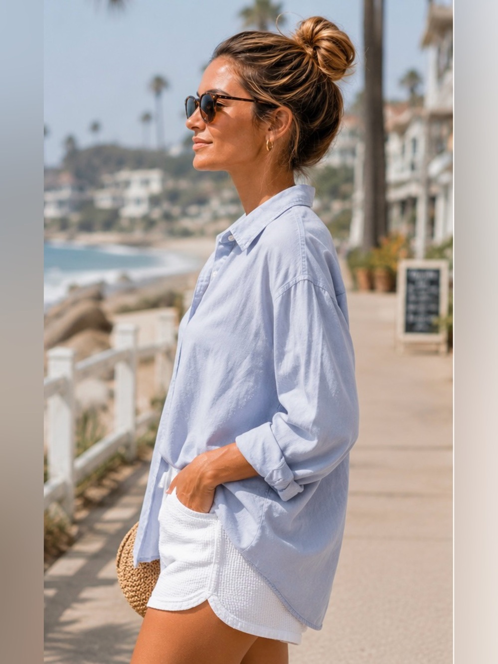 beachlunchlounge Light Blue Button Down Shirt